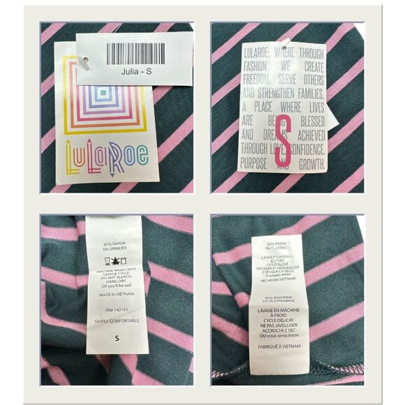 LuLaRoe Julia Dress Lot Of 2 Small Knee-Length Striped & Geometric Patterns New - Picture 6 of 7